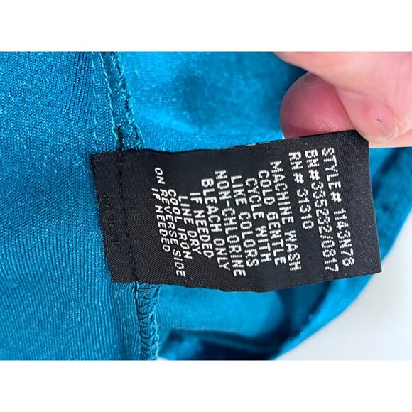 BCX Dress Teal Velvet Sleeveless A-Line Dress With Keyhole & Button Closure Size - Picture 9 of 11